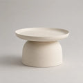 Runder Couchtisch aus glasfaserverstärktem Beton mit Tablettkante, Cremeweiß, 70 × 70 × 45 cm