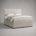 Boxspringbett 180 x 200 cm mit 2 Taschenfederkernmatratzen und Polyesterbezug, Cremeweiß