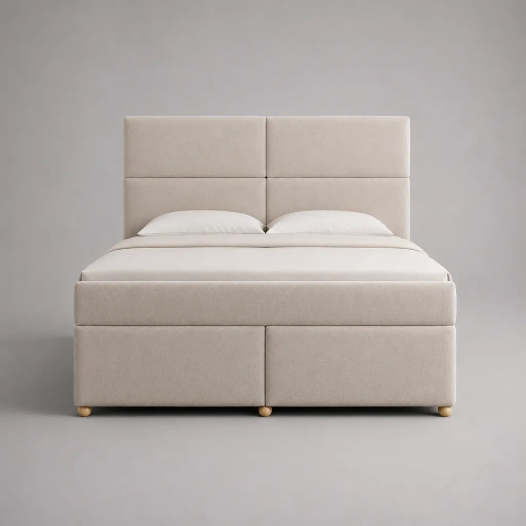 Boxspringbett 180 × 200 cm mit Taschenfederkernmatratze, Stoffbezug, Beige
