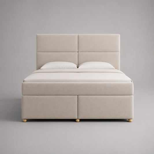 Boxspringbett 180 × 200 cm mit Taschenfederkernmatratze, Stoffbezug, Beige