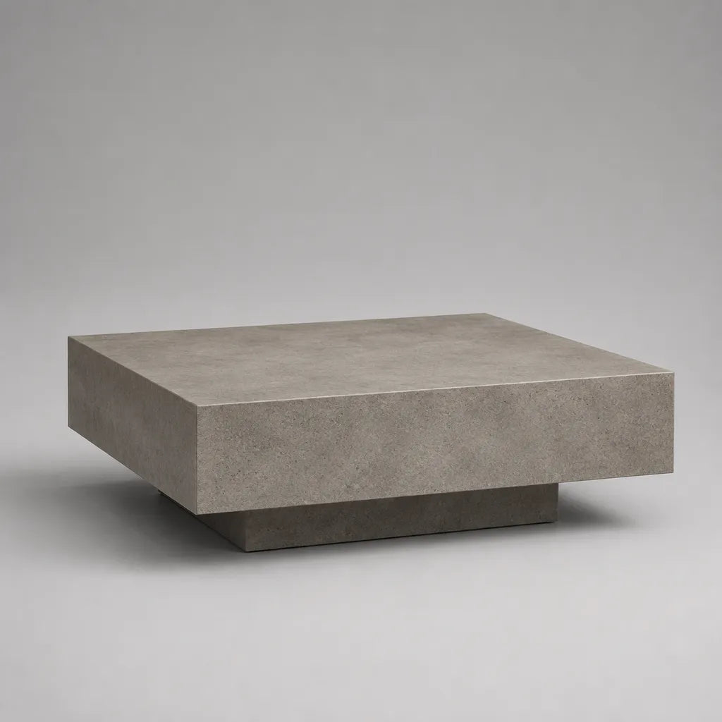 Rechteckiger Couchtisch aus MDF mit Melaminharzbeschichtung in grauer Betonoptik, 100 × 60 × 35 cm